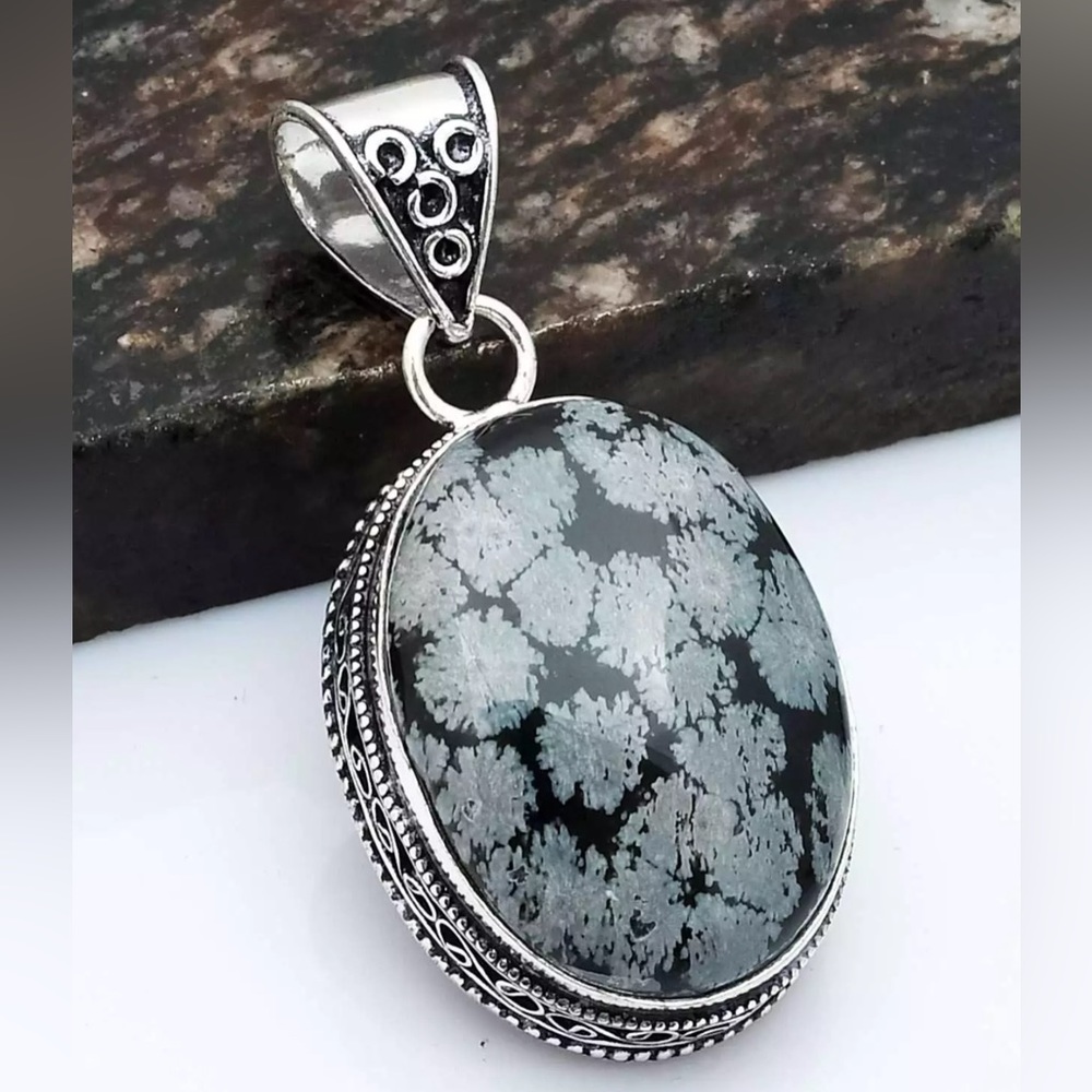 SNOWFLAKE OBSIDIAN PENDANT